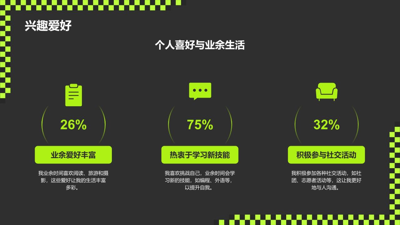 绿色酸性风动效专题-职场个人介绍PPT模板