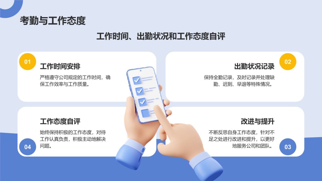 蓝色3D风动效专题——述职报告PPT模板
