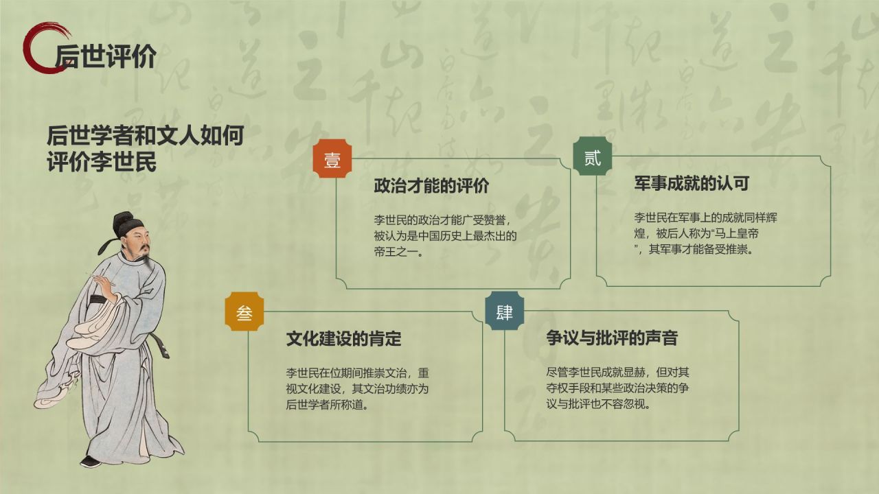 橙色复古风李世民PPT模板