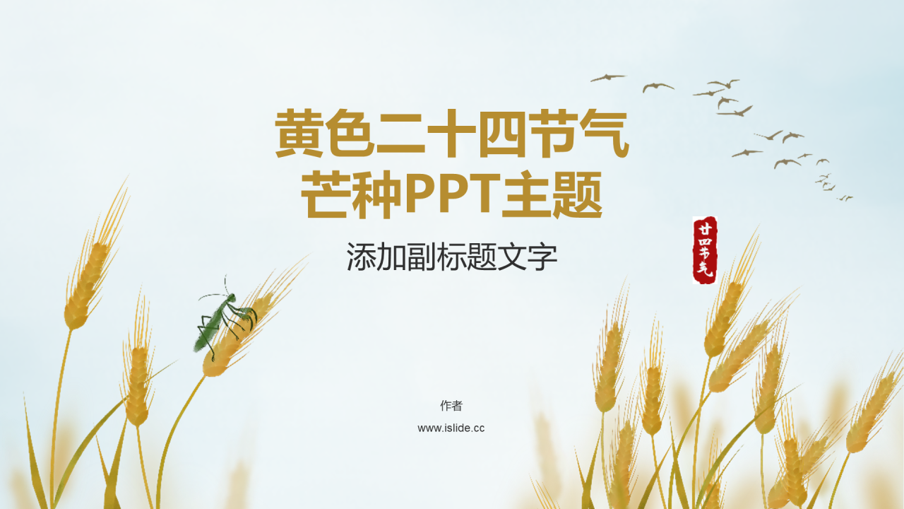 黄色二十四节气
芒种PPT主题