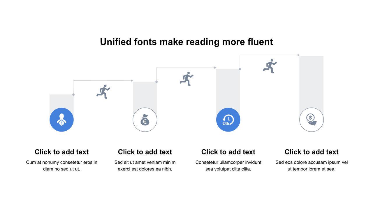 多色圆形扁平4项PPT流程