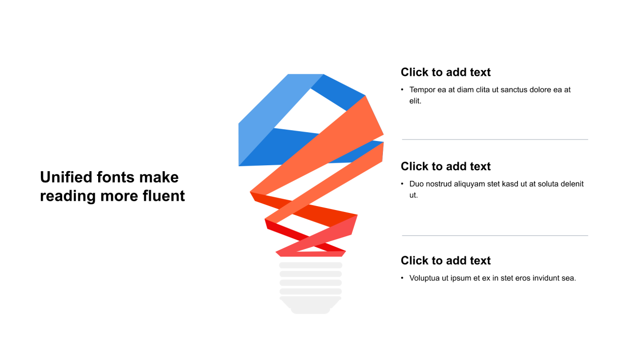 多色方形扁平3项PPT列表