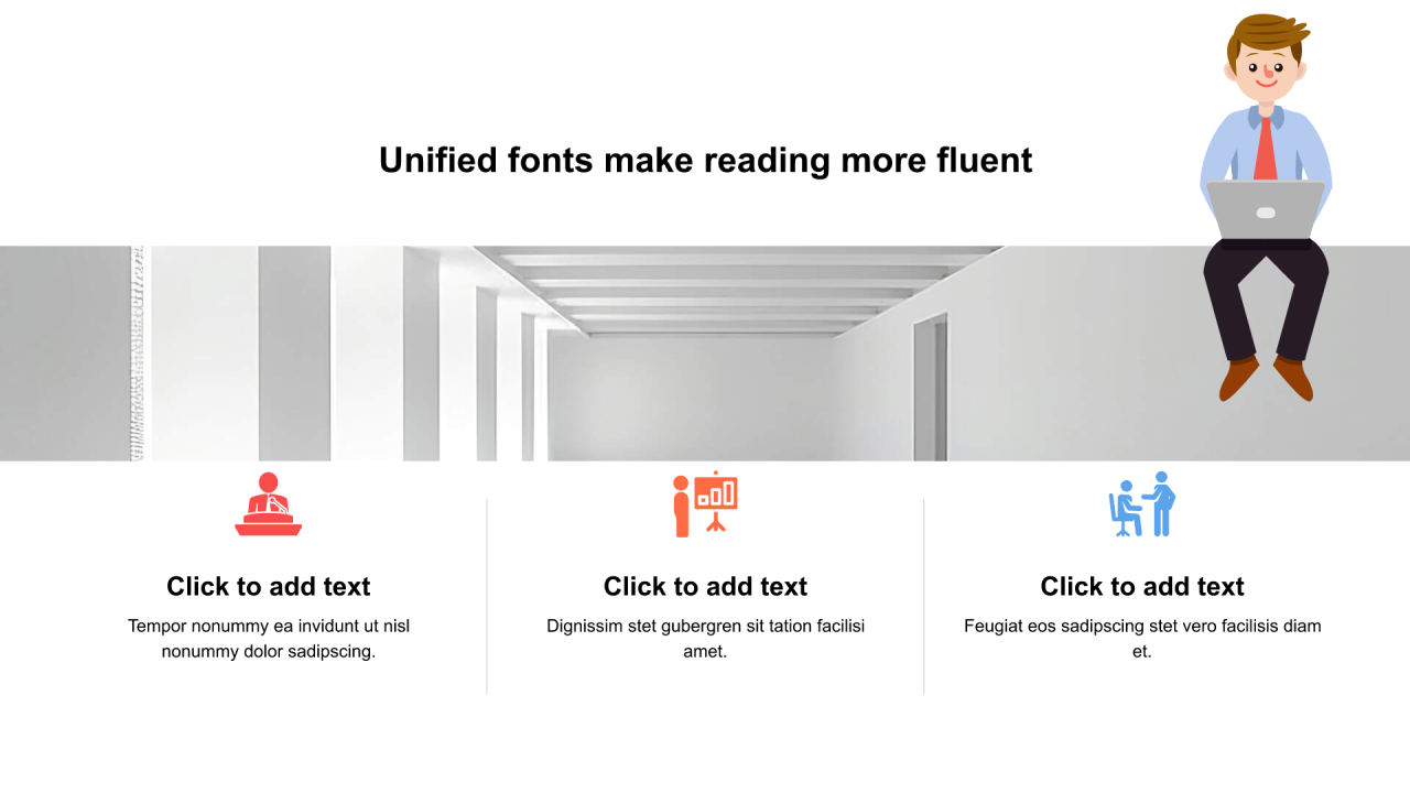 多色方形扁平3项PPT列表