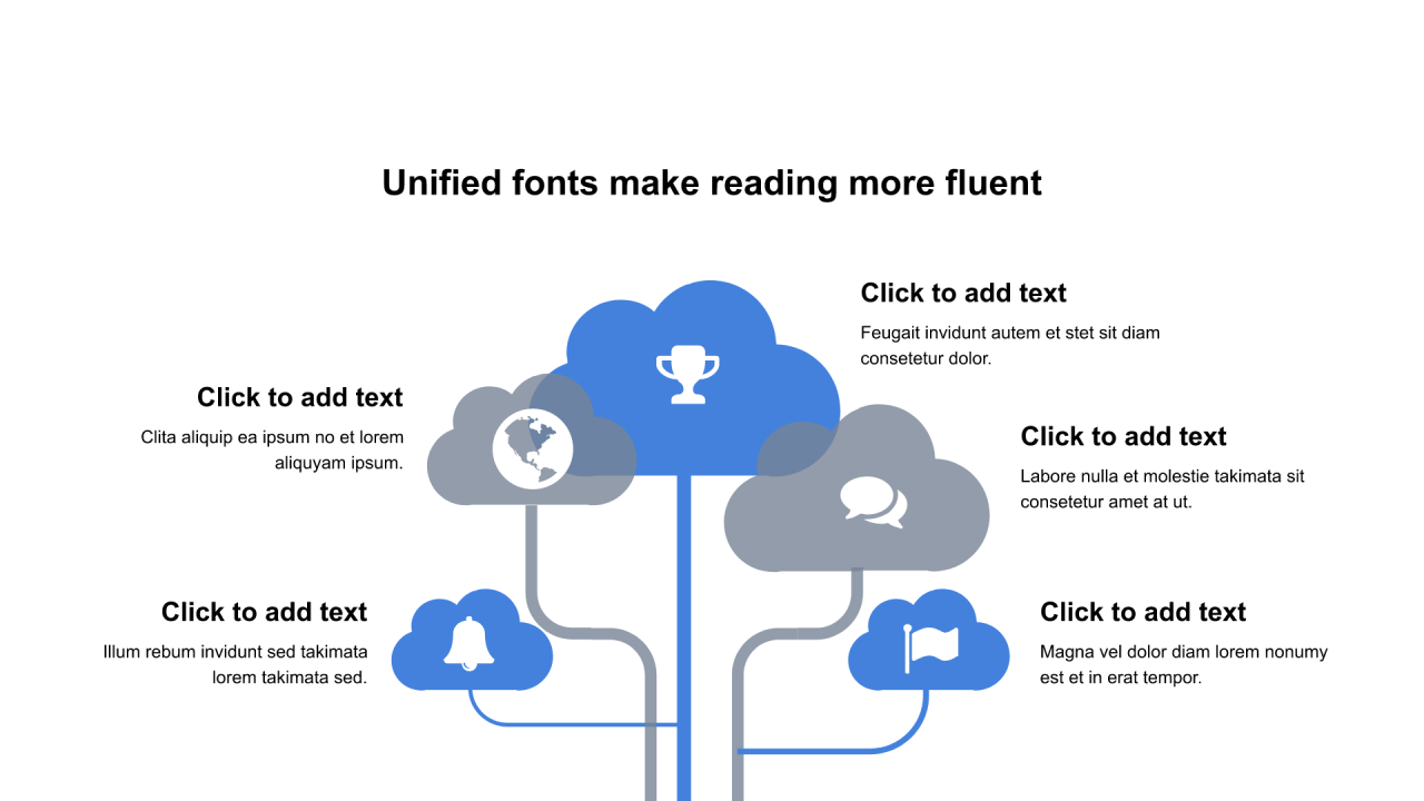 多色云朵扁平5项PPT列表