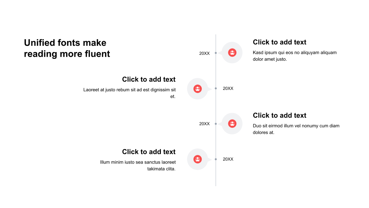 红色圆形扁平4项PPT流程