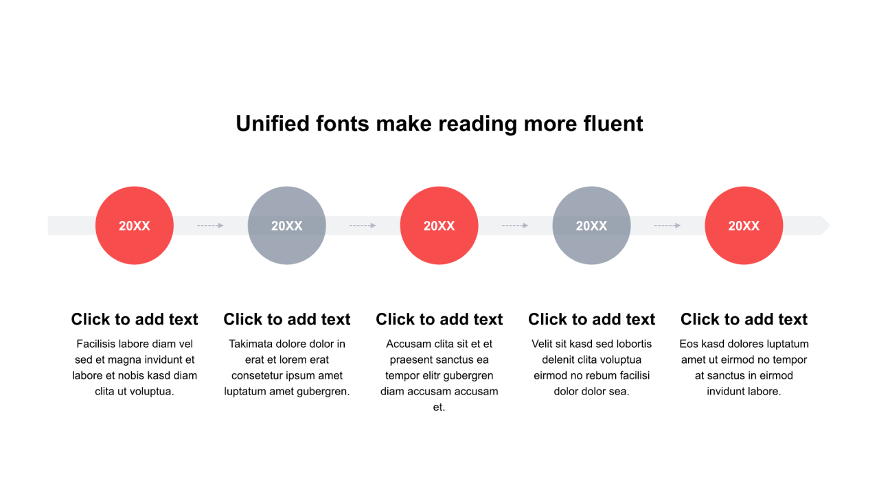 多色圆形扁平5项PPT流程