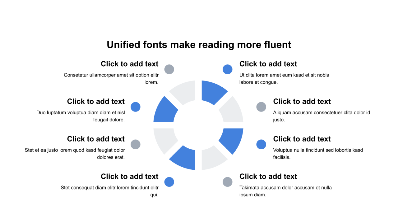 多色圆形扁平8项PPT循环