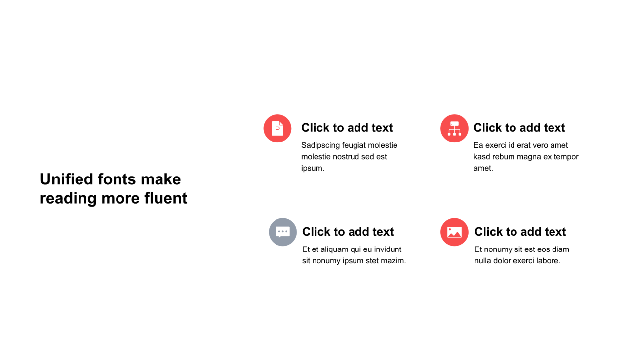 多色圆形扁平4项PPT流程