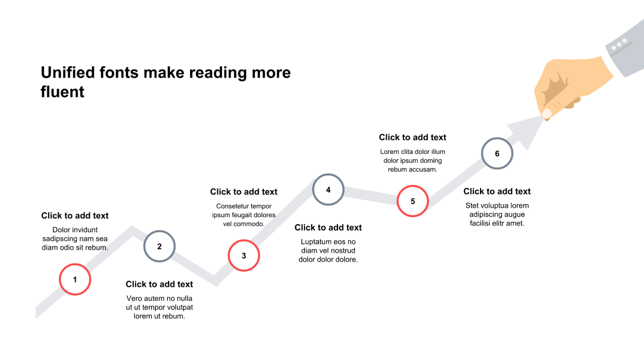 多色圆形扁平6项PPT流程