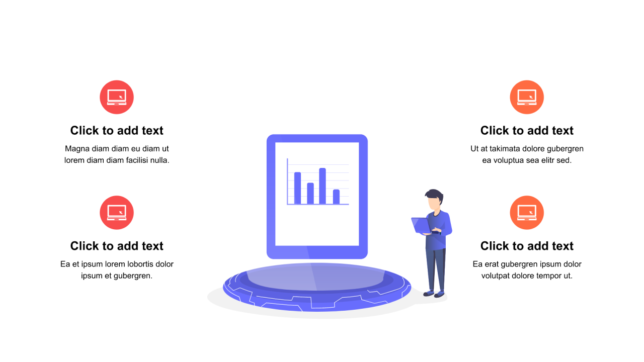 红色圆形插图扁平4项PPT列表