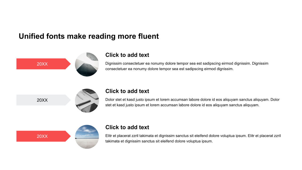 红色矩形扁平3项PPT流程