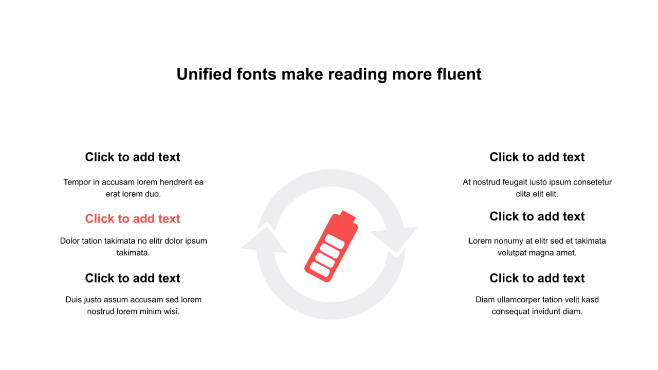 红色矩形电池插图扁平4项PPT循环