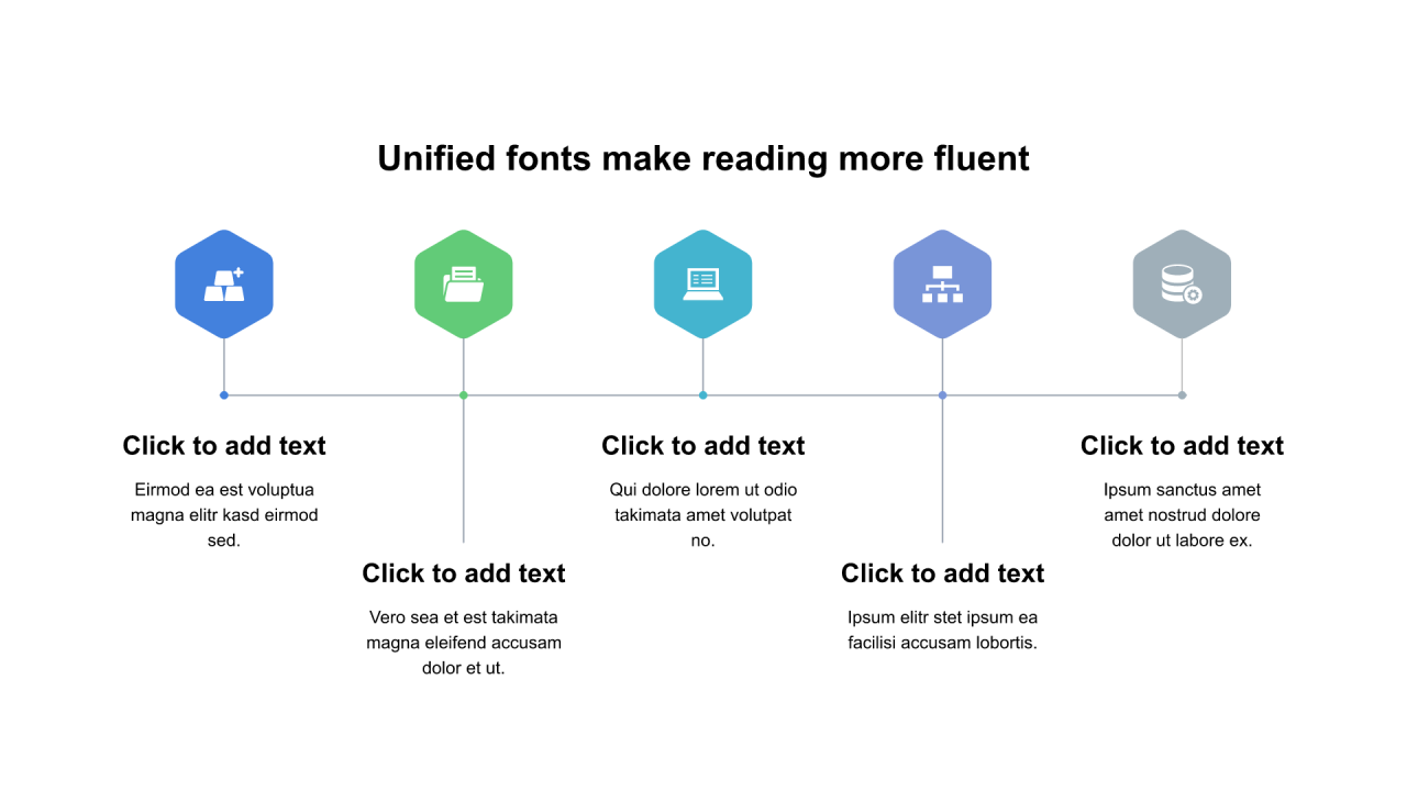 红色矩形扁平5项PPT流程