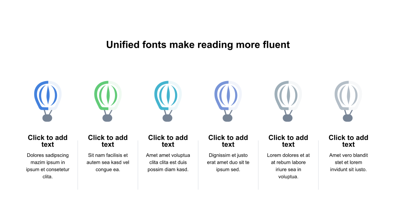 多色插画扁平6项PPT列表