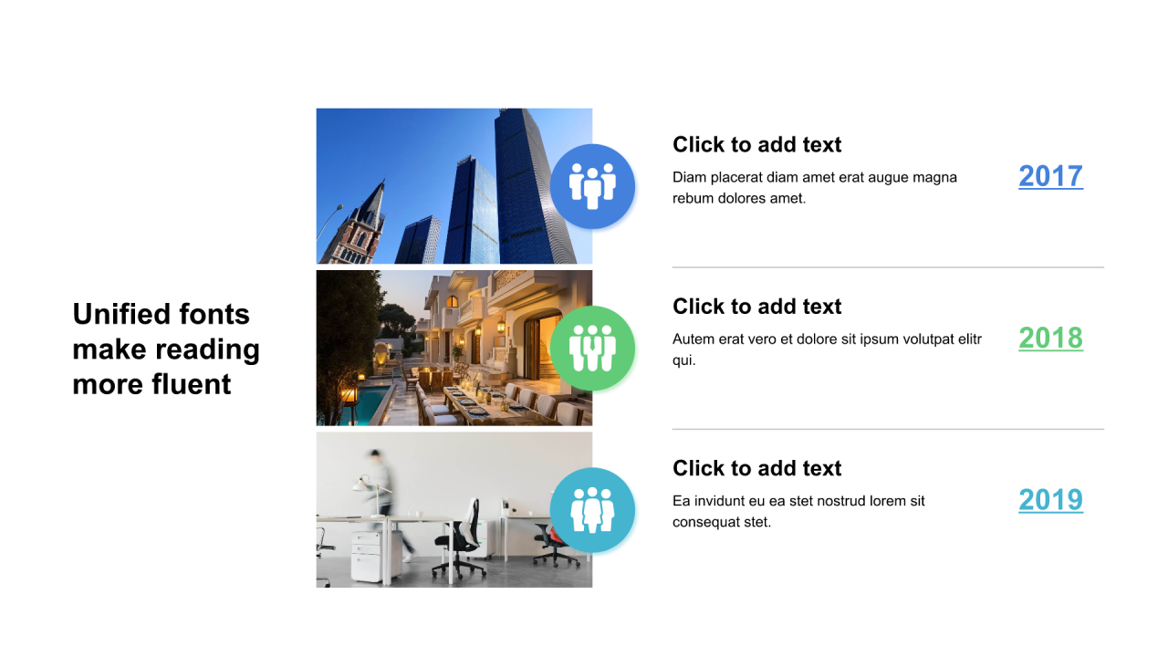 多色圆形扁平3项PPT列表