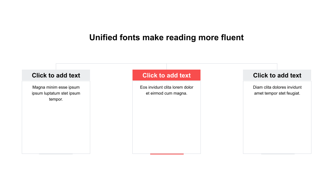 红色矩形扁平3项PPT层次结构