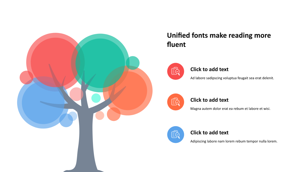 多色圆形扁平4项PPT列表