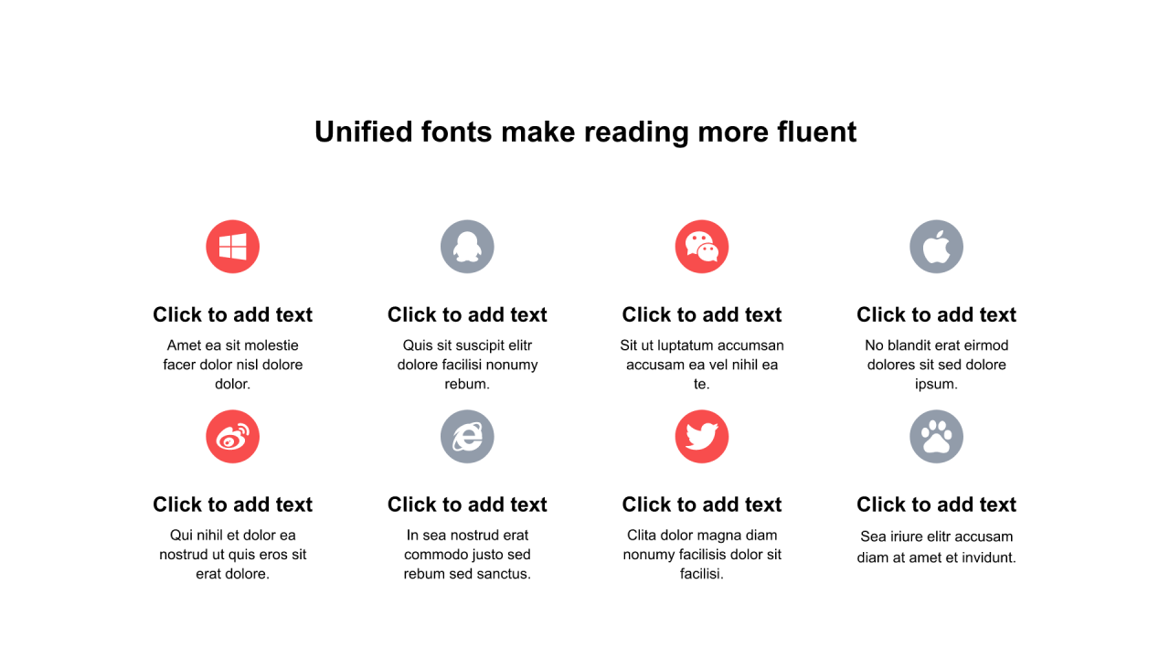 多色圆形扁平8项PPT列表