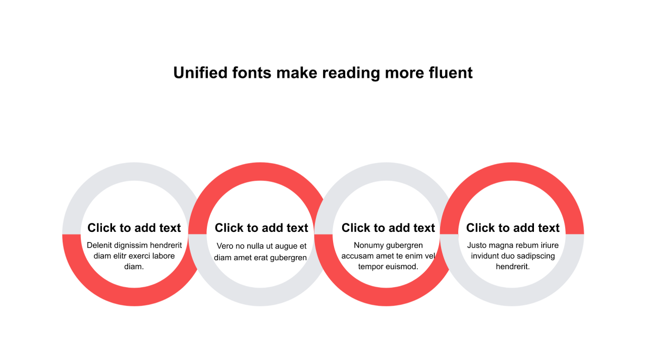 红色圆形扁平4项PPT列表