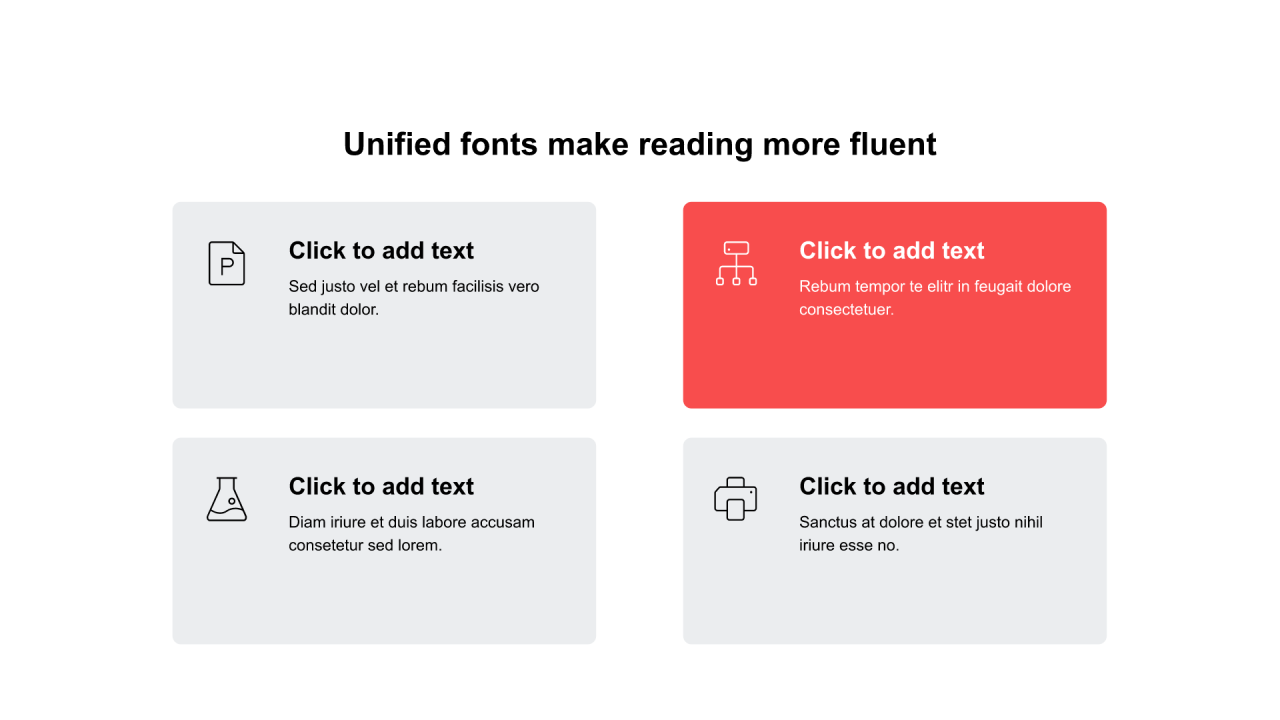 红色圆角矩形扁平4项PPT矩阵