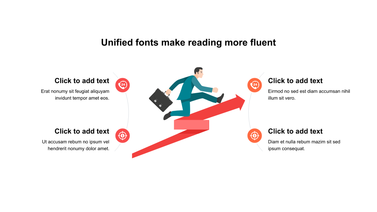 多色圆形扁平4项PPT列表