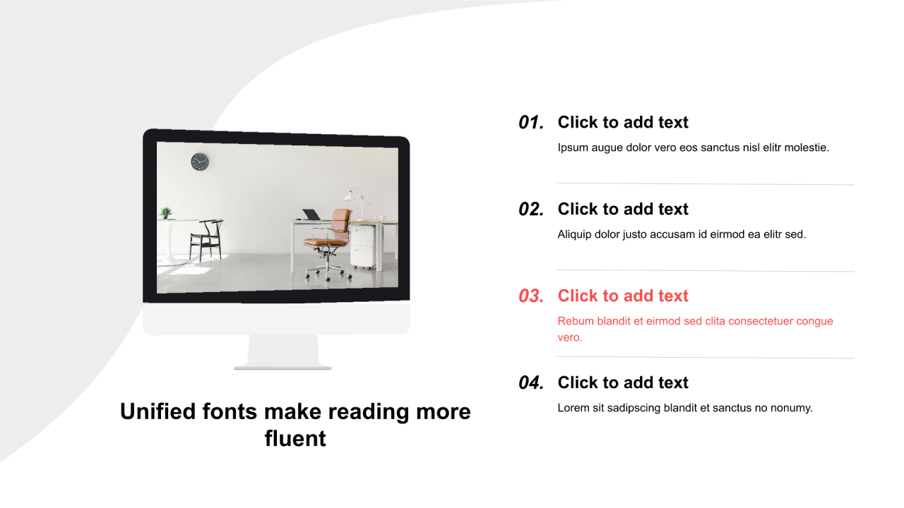 多色圆形扁平4项PPT列表