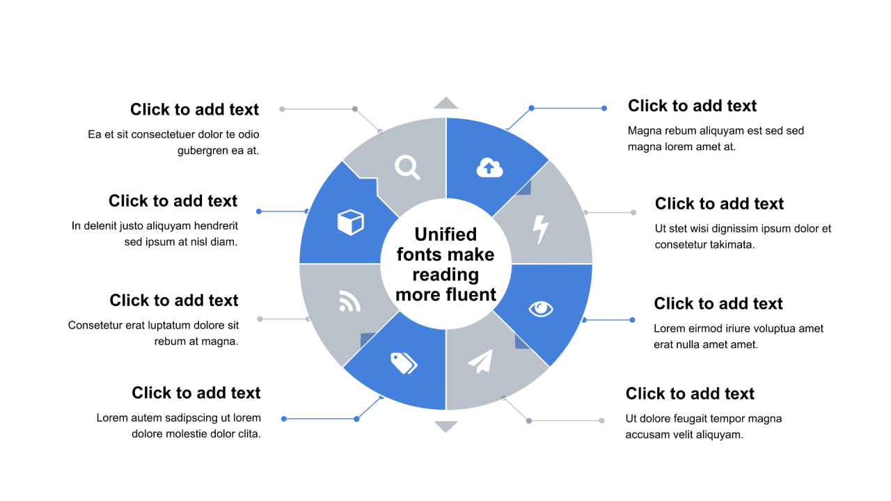多色圆形扁平8项PPT循环