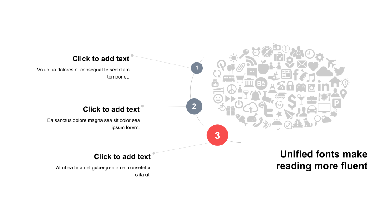 多色圆形扁平3项PPT列表