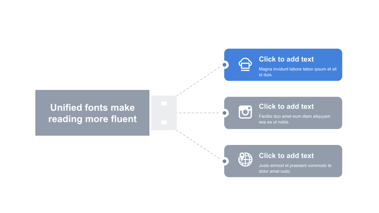 多色矩形扁平3项PPT层次结构