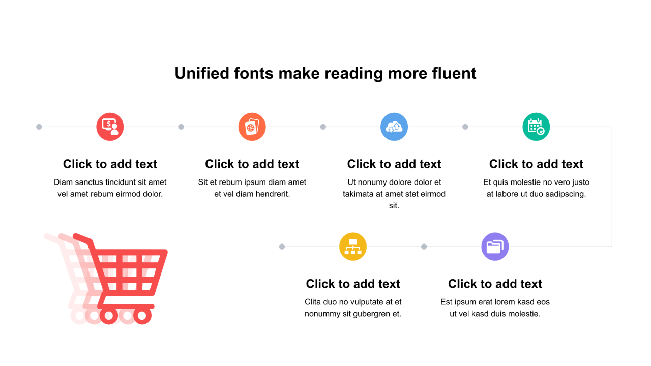 多色圆形扁平6项PPT流程