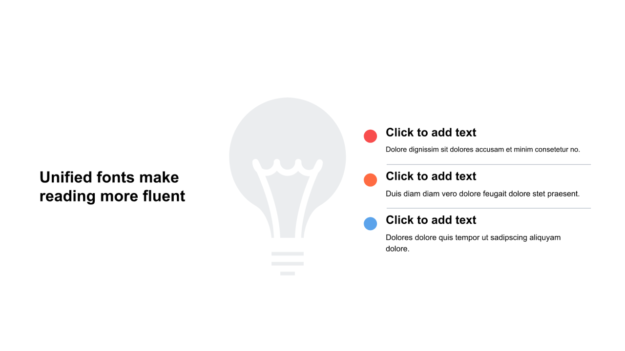 多色圆形扁平6项PPT列表