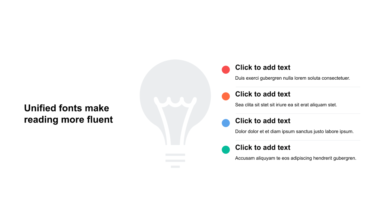 多色圆形扁平6项PPT列表
