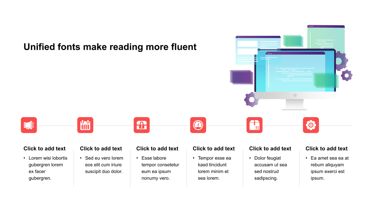 多色矩形扁平6项PPT列表