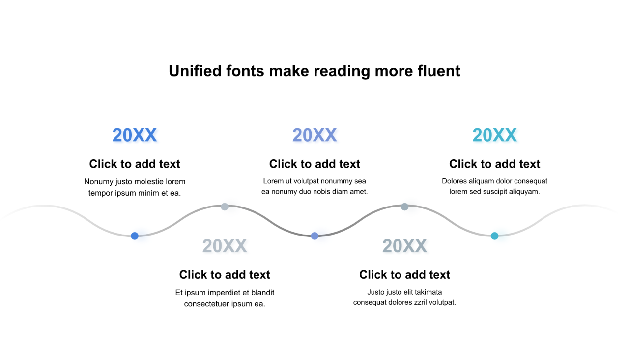 多色波浪线阴影5项PPT流程