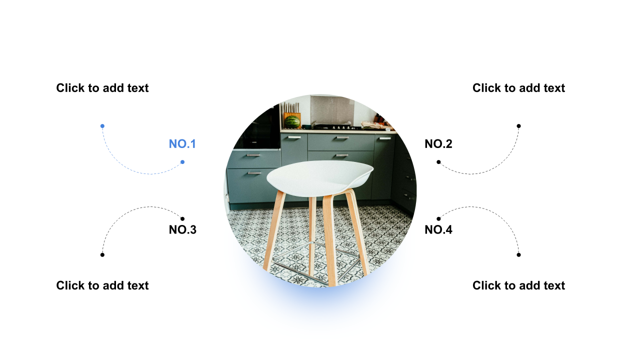 黑色圆角矩形线条4项PPT关系图