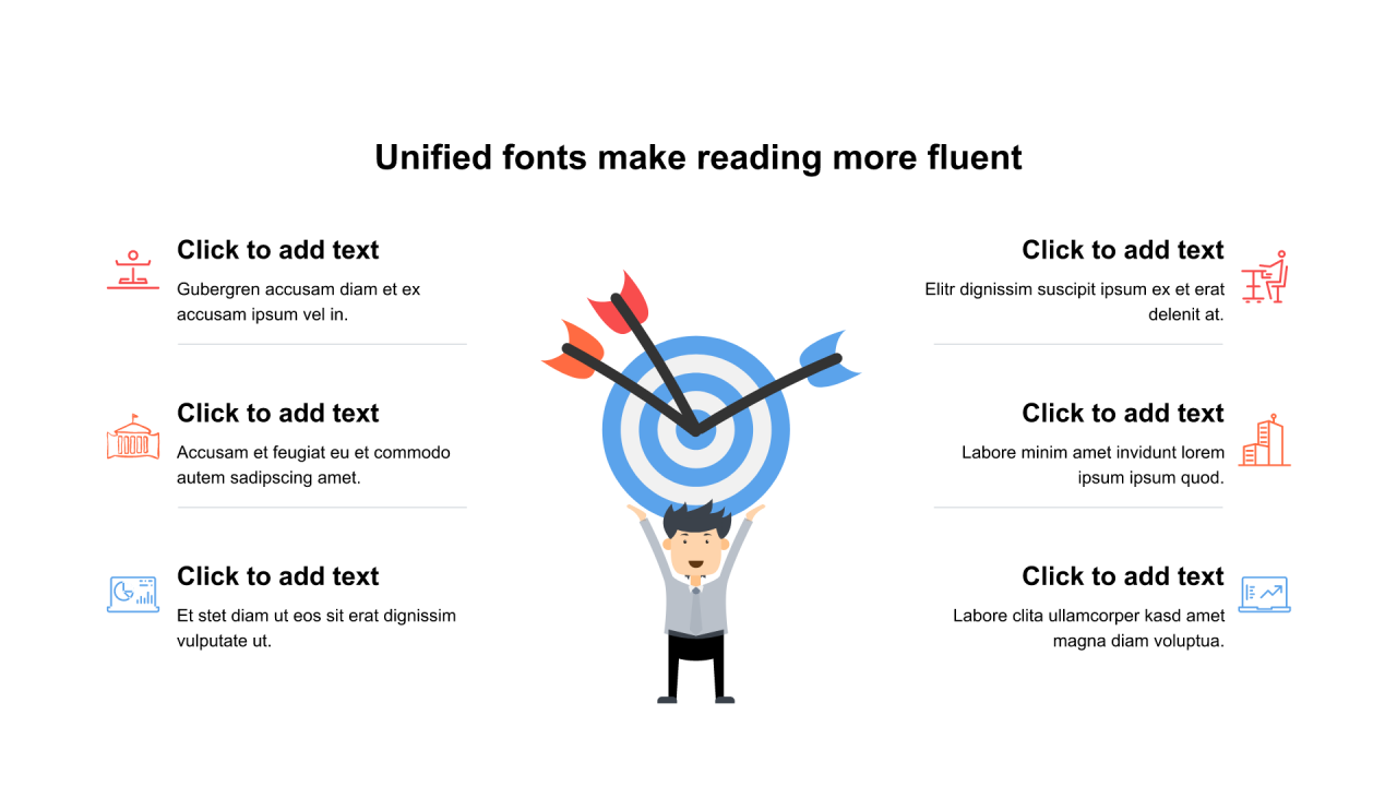 多色线条扁平6项PPT列表