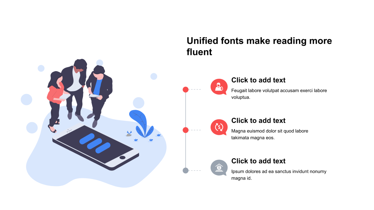 多色圆形扁平3项PPT列表