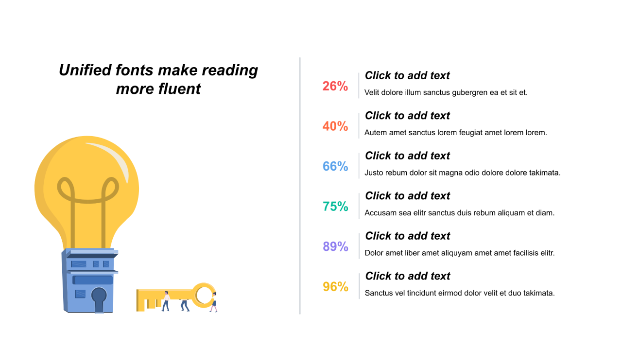多色线条扁平6项PPT列表