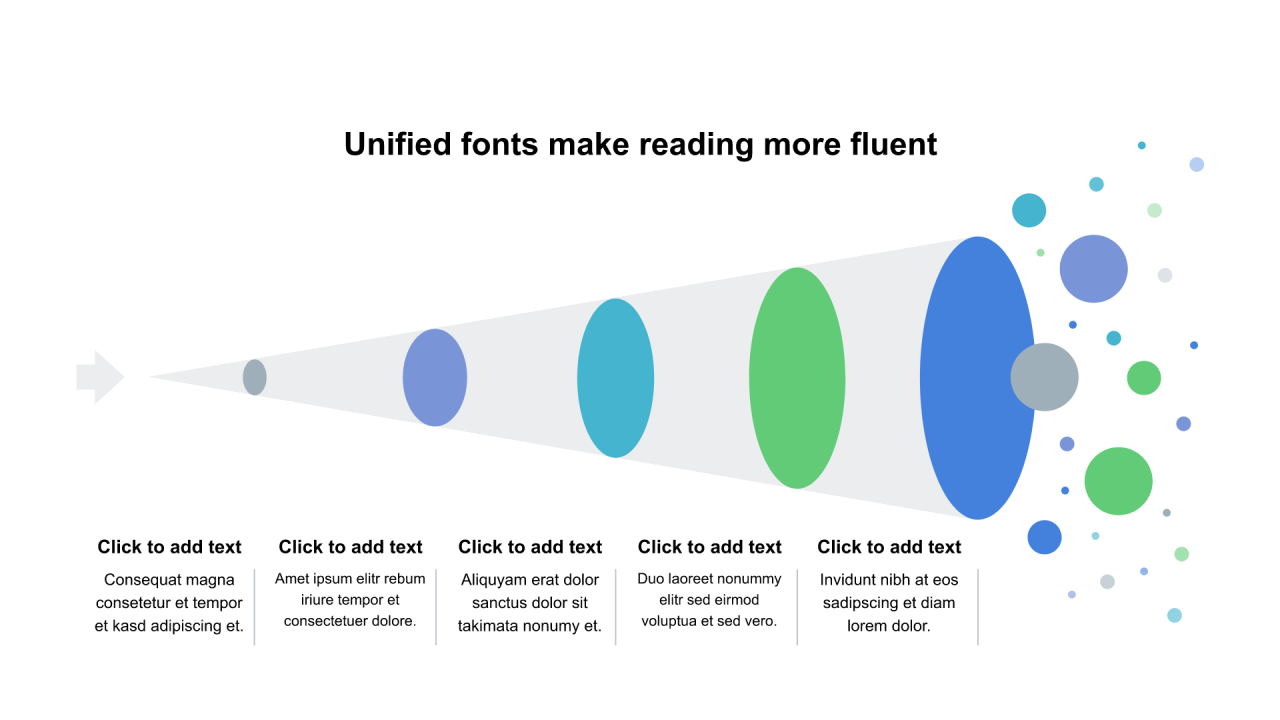 多色圆形扁平5项PPT流程