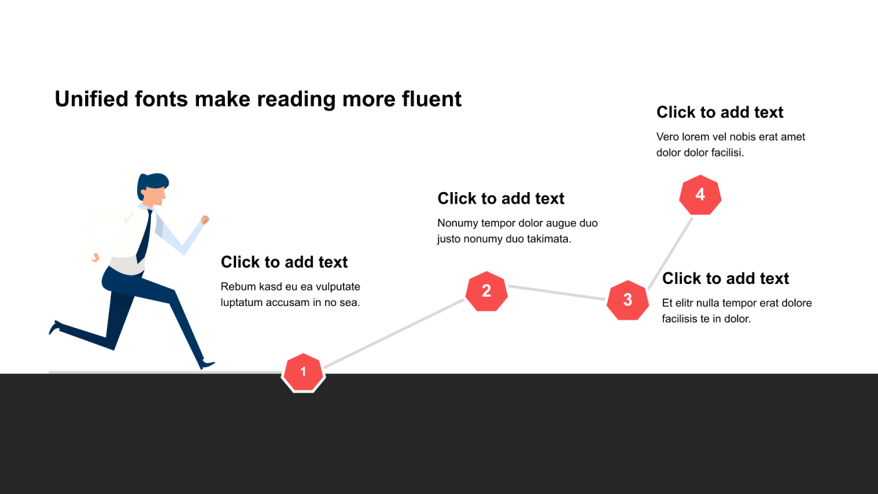 红色圆形扁平3项PPT流程