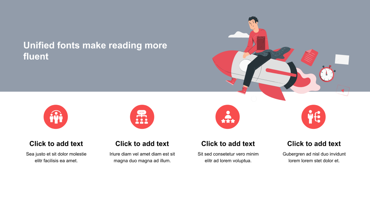 多色圆形扁平4项PPT列表