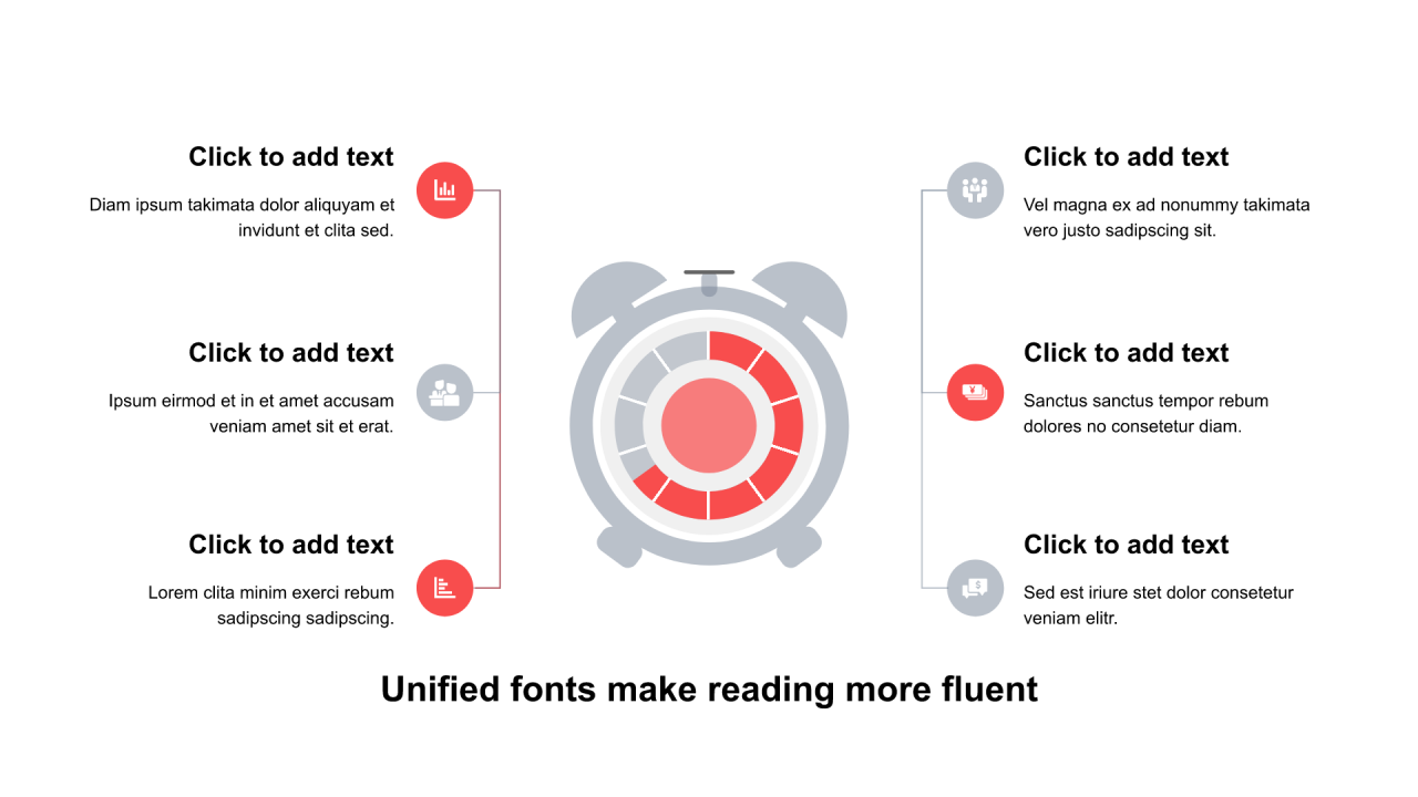 多色圆形扁平6项PPT列表
