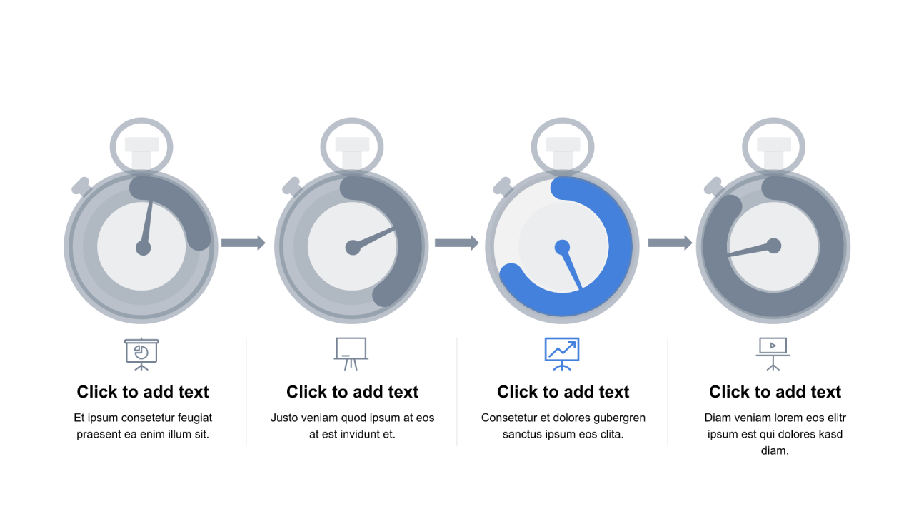 多色圆形扁平4项PPT流程