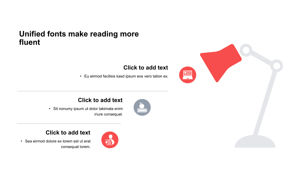 红色圆形扁平项PPT列表