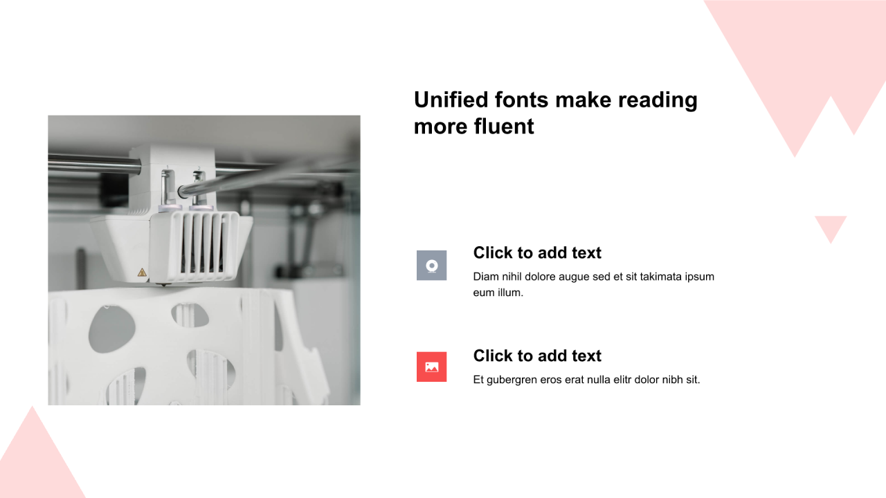 红色三角形扁平2项PPT列表