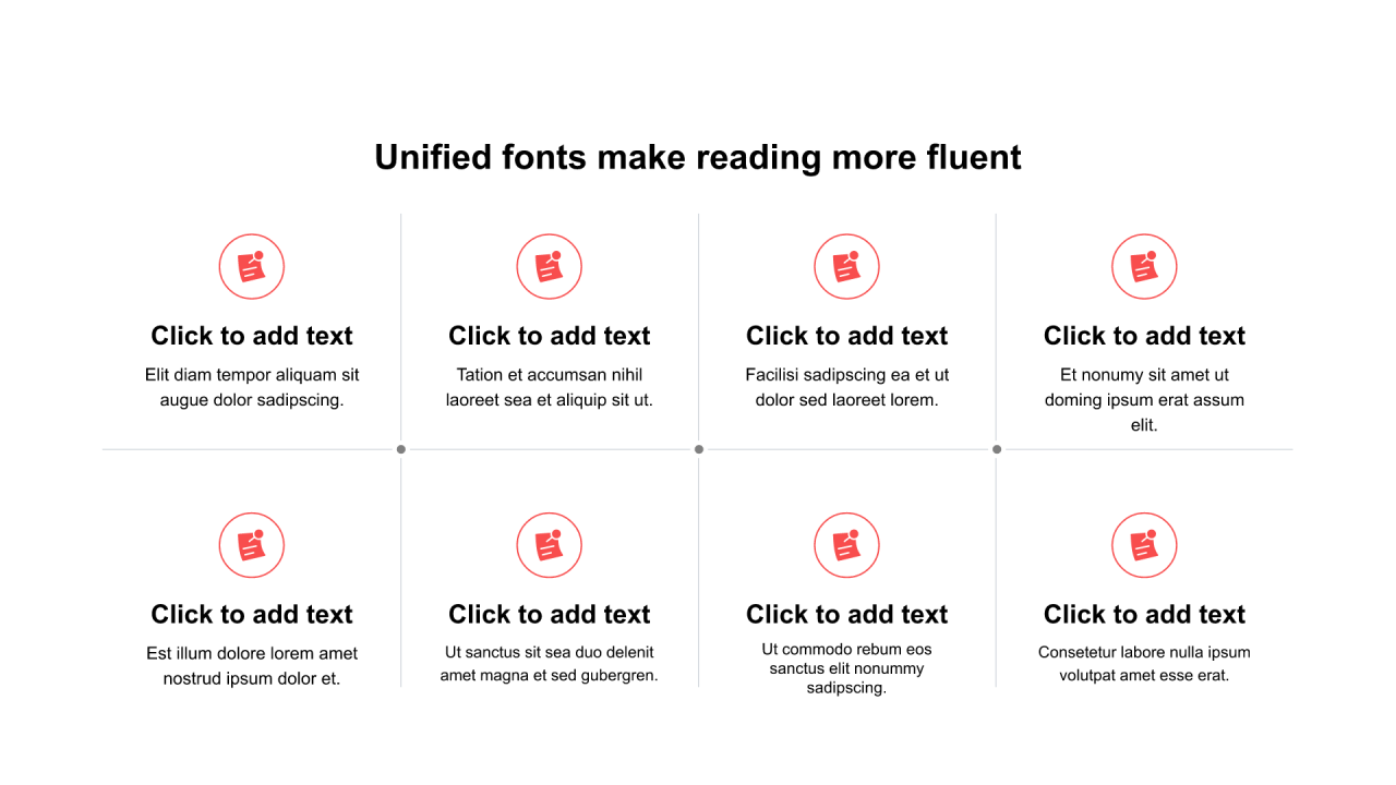 红色圆形扁平8项PPT流程