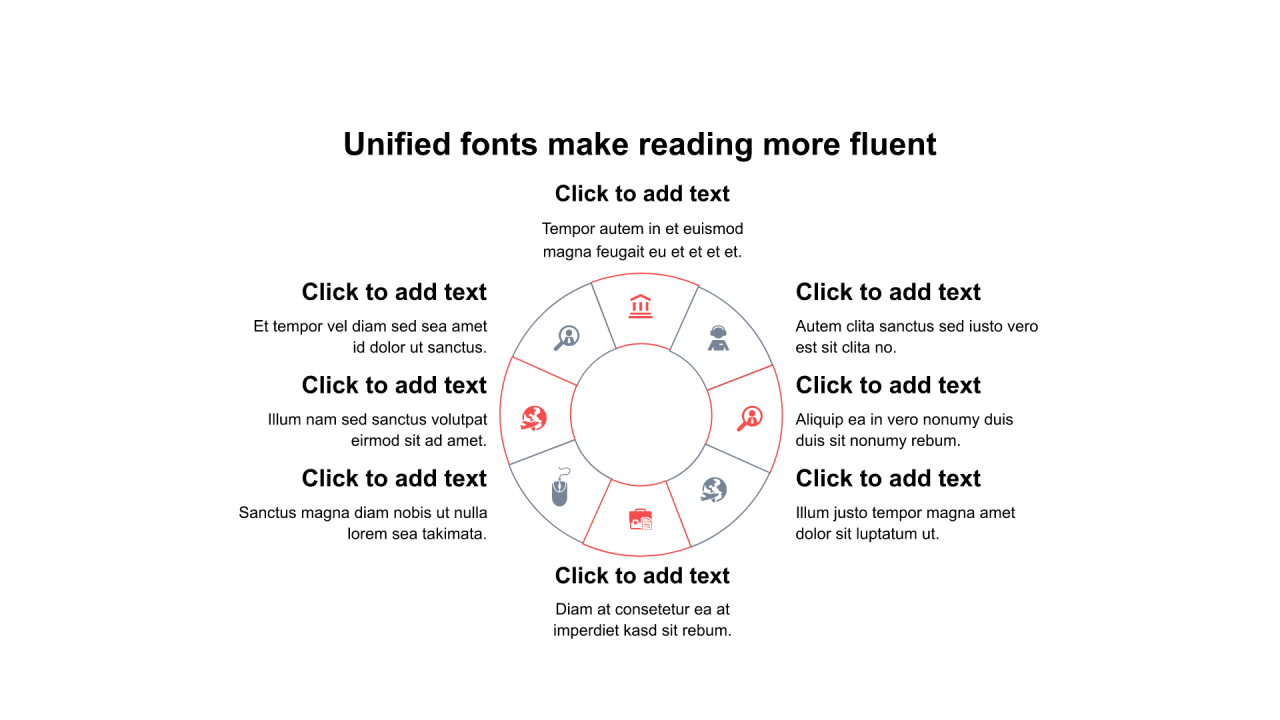 多色圆形扁平8项PPT循环