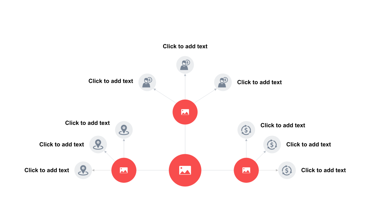 多色圆形扁平3项PPT层次结构