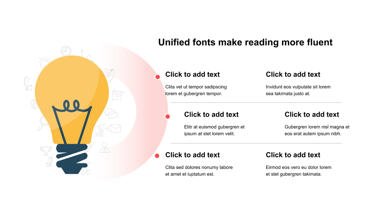 多色线条扁平6项PPT列表