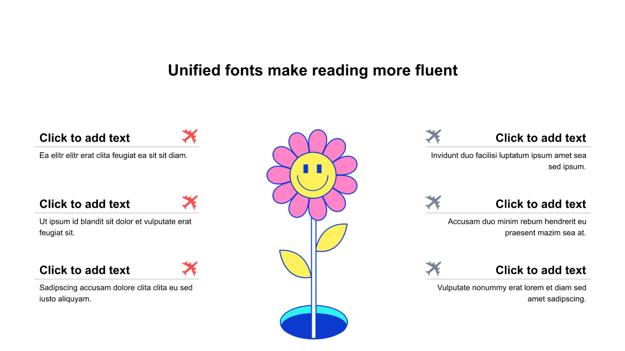 红色圆形扁平6项PPT列表